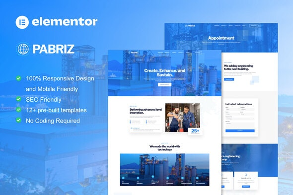 Pabriz - 工程与工业服务Elementor模板套件