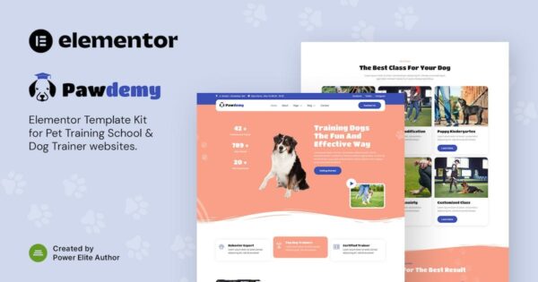 Pawdemy – 宠物训练学院Elementor模板套件