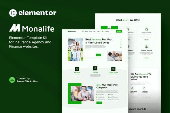 Monalife – 保险代理与金融Elementor模板套件