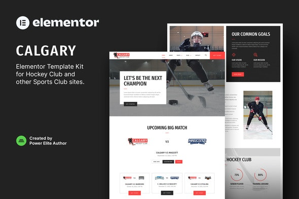 Calgary – Hockey Team & Sports Club Elementor Template Kit | 冰球队与体育俱乐部Elementor模板套件