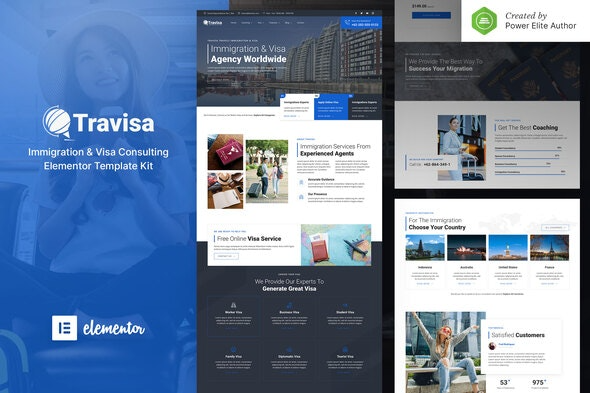 Travisa – 移民与签证咨询Elementor模板套件