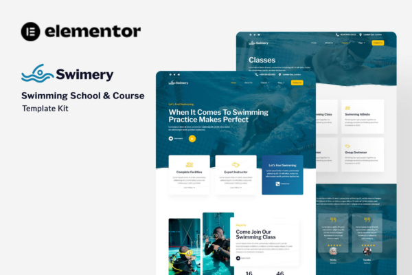 Swimery – 游泳学校和课程Elementor模板套件