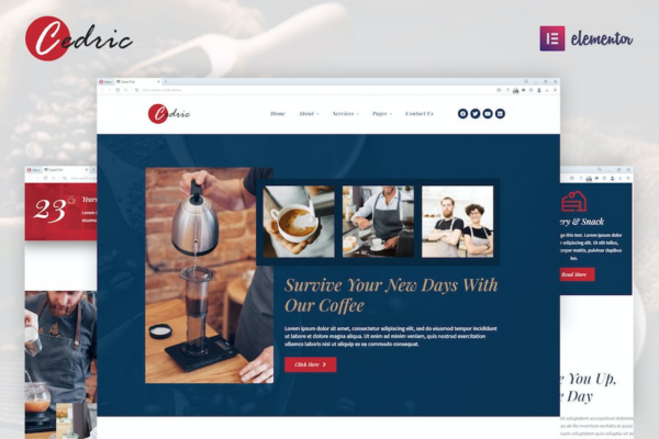 Cedric - Coffee & Beverages Elementor Template Kit - 咖啡与饮料Elementor模板套件