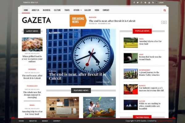 Gazeta v1.6 新闻与杂志 Drupal 9 主题