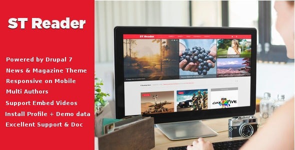 Reader v1.6 新闻与杂志 Drupal 主题 - 响应式设计，适合内容丰富的网站