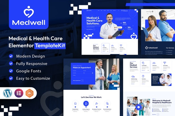 Medwell – 医疗与健康护理Elementor模板套件