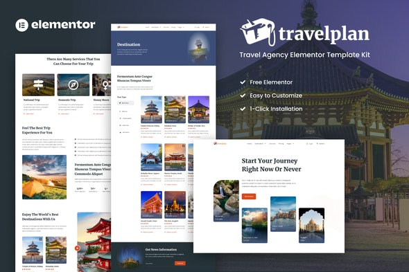 Travelplan – 旅游与旅行社Elementor模板套件