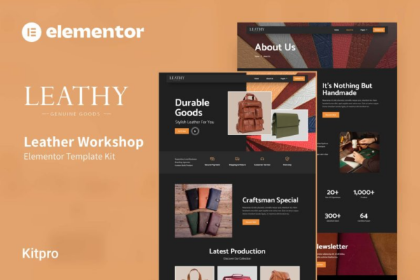 Leathy – 皮革工坊Elementor模板套件 | 专业皮革工艺网站模板