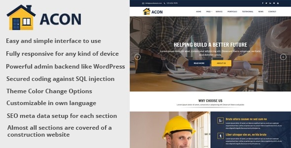 Acon v1.9 建筑与施工网站CMS - 专业建筑行业网站解决方案