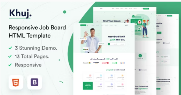 Khuj v1.0 Job Board HTML Template - 专业招聘网站HTML模板