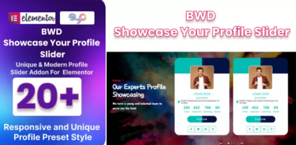 BWD Showcase Your Profile Slider for Elementor v1.0 - 展示个人资料滑块Elementor插件