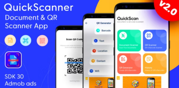 QuickScan (v2.0) 文档扫描仪和二维码扫描器 - 带Admob广告的QR扫描器