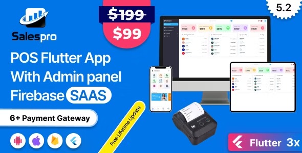 SalesPro Saas v5.2 Flutter POS库存完整应用+Firebase管理面板 - 高效零售管理解决方案