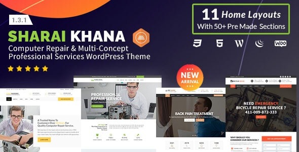 Sharai Khana (v1.3.5) 电脑维修和多概念专业服务WordPress主题