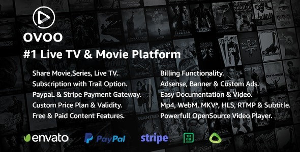 OVOO (v3.4.0) 直播电视和电影门户CMS，带会员系统