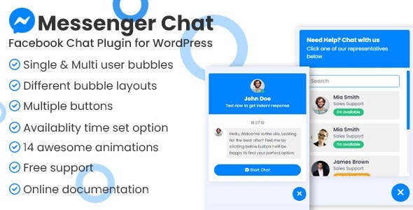 Messenger chat support WordPress Plugin v1.1.1 - WordPress网站Messenger聊天支持插件