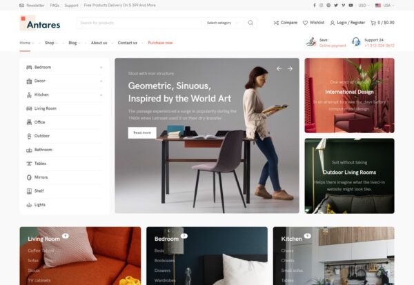 Antares v1.6.0 现代家具与装饰商店WordPress主题