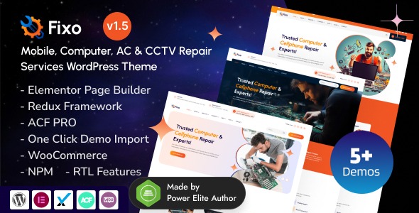 Fixo v1.5.0 移动和电脑维修服务Elementor WordPress主题 - 专业设备维修网站模板