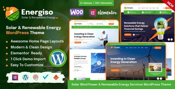 Energiso v1.4.3 Solar & Renewable Energy WordPress Theme - 太阳能与可再生能源WordPress主题