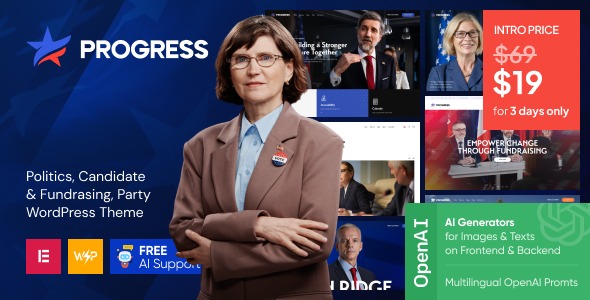 Progress v1.0 Politics, Candidate & Fundraising WordPress Theme - 政治竞选筹款WordPress主题