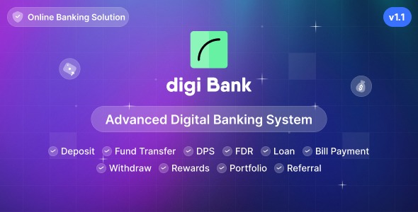 Digibank v1.6 高级数字银行系统带奖励功能