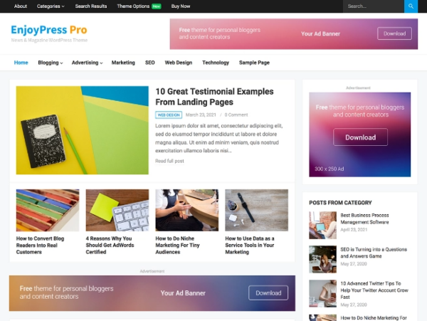EnjoyPress Pro (v1.1.0) - 多功能WordPress主题，打造专业网站