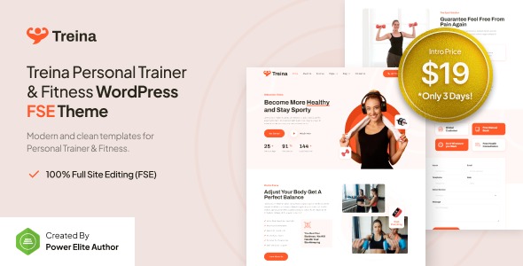 Treina v1.0.0 Personal Trainer & Fitness FSE WordPress主题 - 个人训练与健身FSE WordPress主题