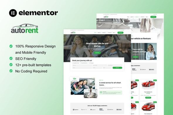 AutoRent - 汽车租赁服务Elementor模板套件