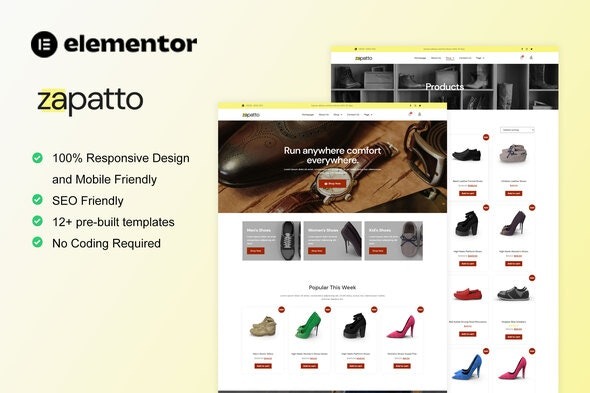 Zapatto – Shoes Store WooCommerce Elementor模板套件 - 鞋店电商主题