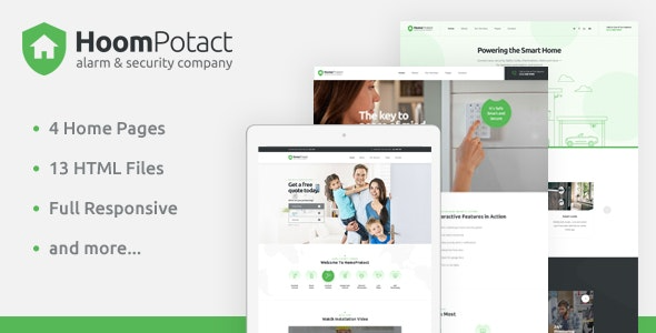 HoomPotact – 智能警报与安全系统Elementor模板套件