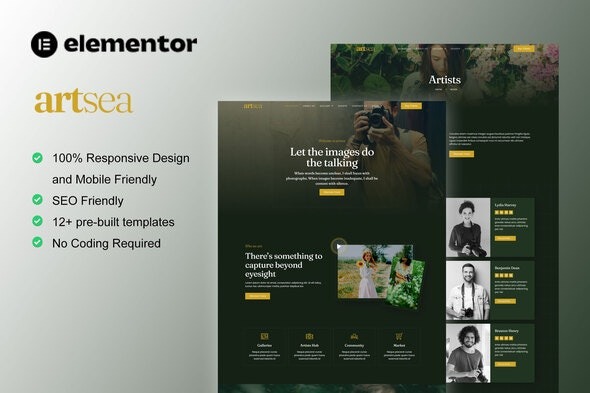 Artsea – 摄影与艺术画廊Elementor模板套件