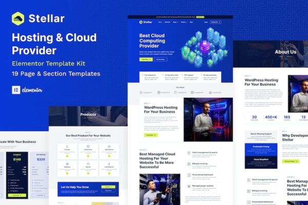 Stellar - 托管与云服务提供商WordPress Elementor模板套件