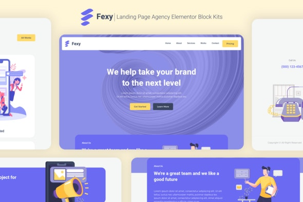 Fexy – Agency Landing Page Elementor Template Kit | 企业机构落地页Elementor模板套件