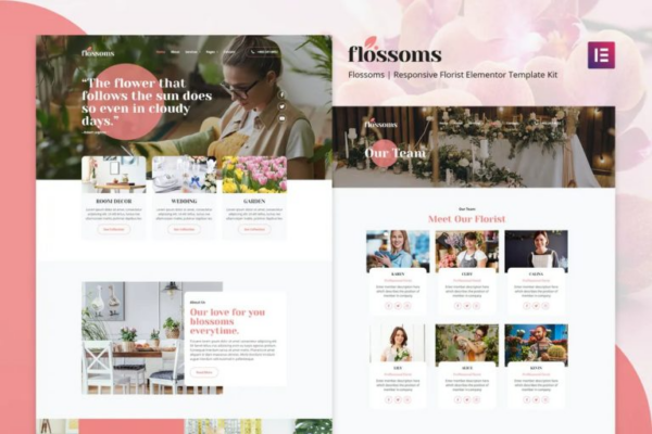Flossom - 花店Elementor模板套件（Flower Shop Elementor Template Kit）