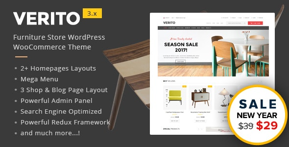 Verito (v5.4) 家具商店 WooCommerce WordPress 主题 - 多功能电子商务解决方案