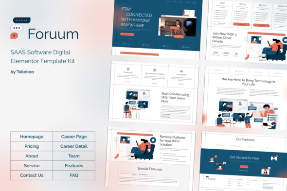 Foruum – SaaS和软件启动Elementor模板套件