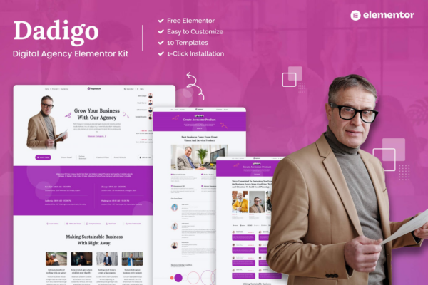 Dadigo - 数字机构Elementor模板套件（Digital Agency Elementor Template Kit）