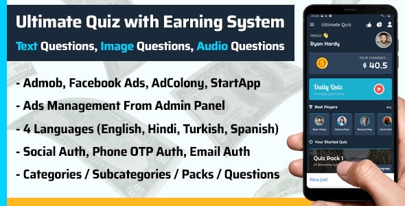 Play Quiz v2.1 (Text,Image,Audio) & Earn Money - 终极问答游戏与赚钱系统