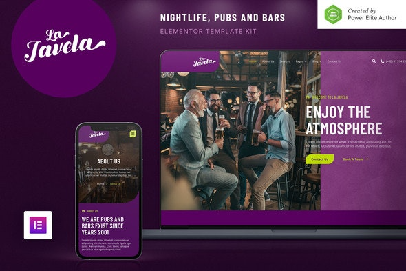 LaJavela – Bar Nightlife & Pub Elementor Template Kit | 酒吧夜生活与酒馆Elementor模板套件