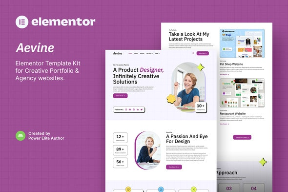Aevine – Creative Portfolio & Agency Elementor Template Kit 创意作品集与机构Elementor模板套件