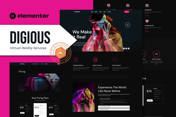 Digious – 虚拟现实服务Elementor模板套件