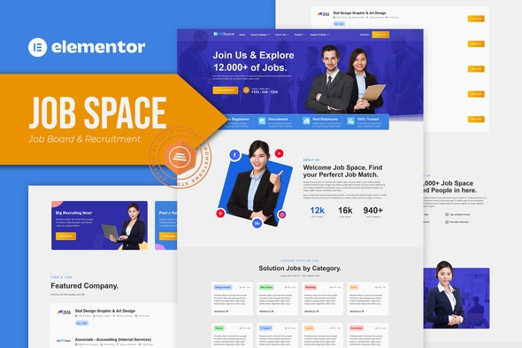 Job Space - 招聘网站与求职平台Elementor模板套件