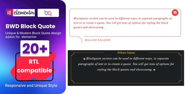 BWD Block Quote for elementor v1.0 - Elementor区块引用插件