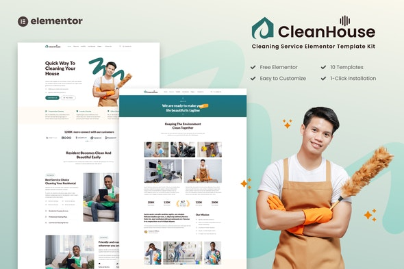 CleanHouse – 清洁服务模板套件 | 专业清洁公司WordPress主题