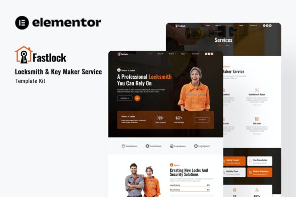 Fastlock - 锁匠和钥匙制作服务Elementor模板套件