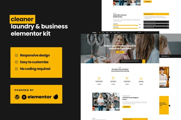 Cleaner – Laundry Business Elementor Template Kit 洗衣店业务模板套件