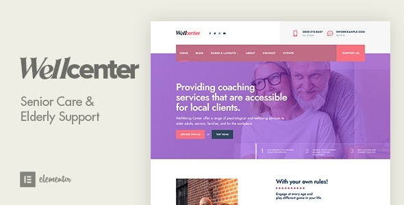 Wellcenter v1.4 高级护理与支持 WordPress 主题 - 专为老年护理机构设计