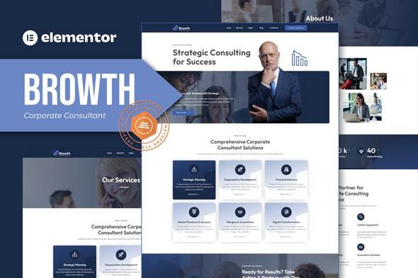Browth – Corporate Consultant Elementor Template Kit | 企业顾问Elementor模板套件