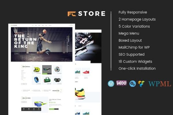 FcStore (v1.2.12) 体育健身WooCommerce主题 - 响应式WordPress商城模板