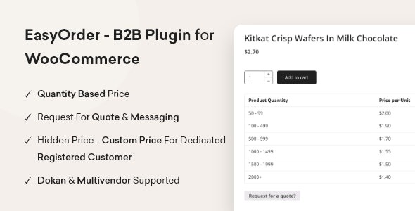 EasyOrder v1.0.2 B2B Plugin for WooCommerce - 专为WooCommerce设计的B2B订购插件